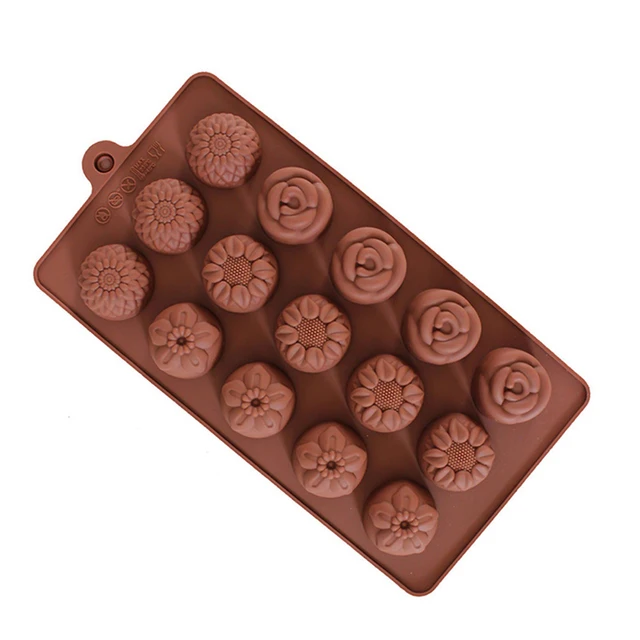 15 Cavity Flower Shape Lovely Mould Silicone Magnetic Chocolate Candy Ice DIY Mold